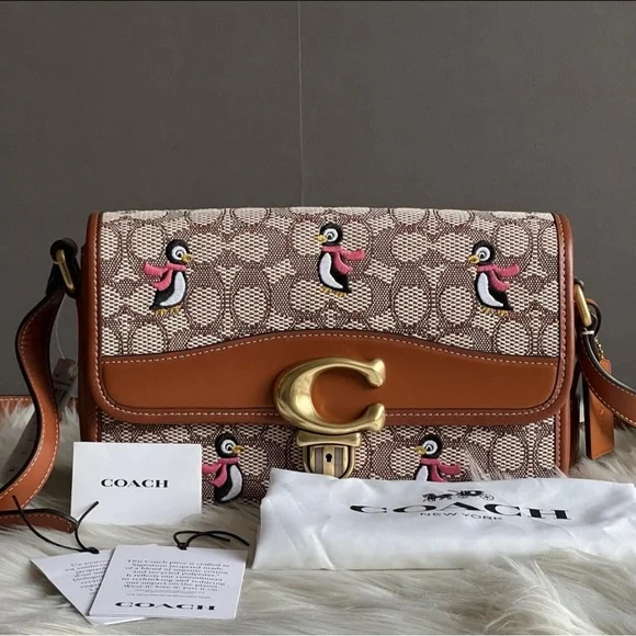 💰SOLD-C7935 - Coach Studio Shoulder Bag in Signature Jacquard with Penguin Motif - Picture 13 of 14